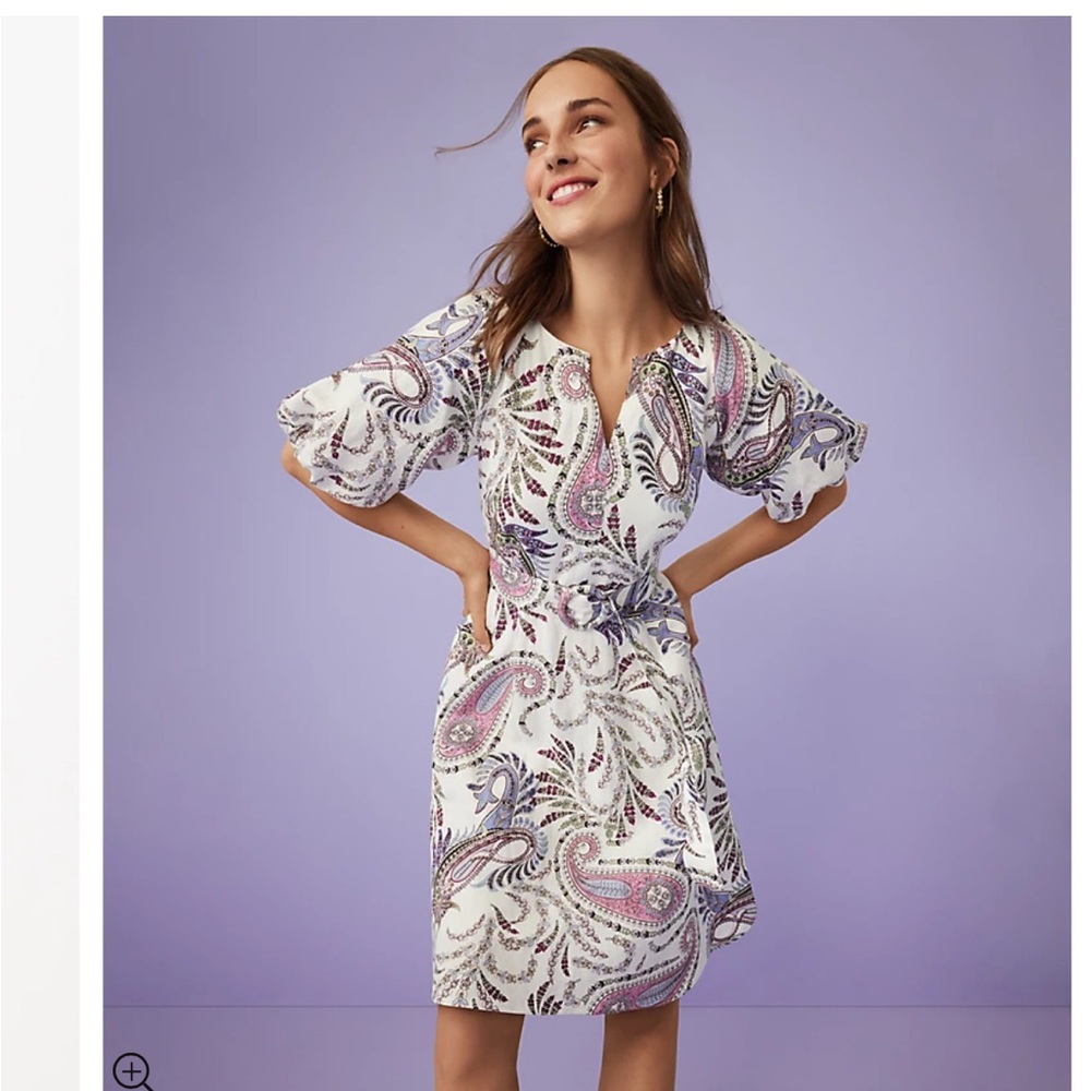 NWT Loft Puff Sleeve VNeck Dress sz 6